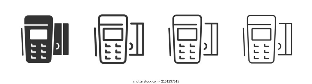 POS terminal icons collection in two different styles and different stroke. Vector illustration EPS10