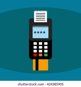 POS Terminal Illustration. Flat Design