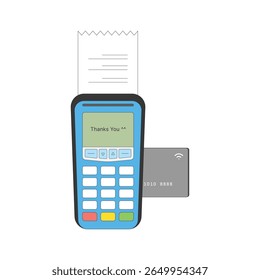 POS Terminal with Inserted Card and Printed Receipt Vector