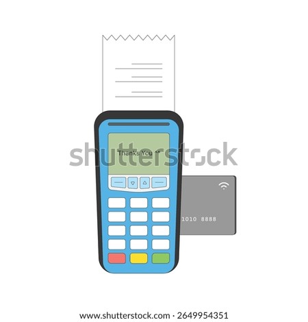 POS Terminal with Inserted Card and Receipt Vector Illustration