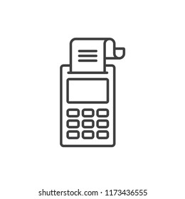 Pos Terminal With Inserted Receipt Line Icon.