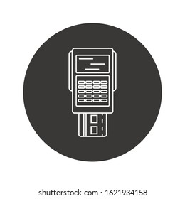 Pos terminal line icon flat design