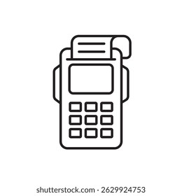 VECTOR de iconos de línea de terminal POS, con trazo editable, ideal para App minoristas, paneles de ventas y sistemas de procesamiento de transacciones