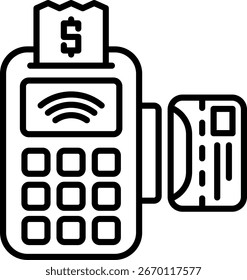 Pos Terminal Line Vektor Icon Design
