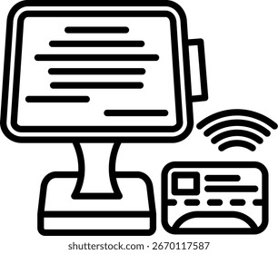 Pos Terminal Line Vektor Icon Design