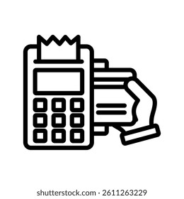 Pos Terminal Line Vector Illustration On White Background.