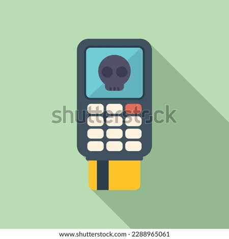 Pos terminal malware icon flat vector. Virus hacker. Computer online