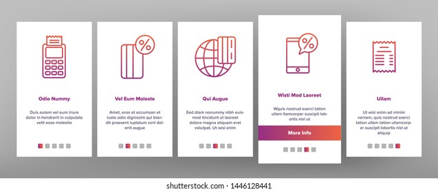 POS Terminal, Mobile Payment Vector Onboarding Mobile App Page Bildschirm. POS, bargeldlose Symbole der elektronischen Zahlungsmaschine. Finanztransaktionen, Rechnungssystem. Illustrationen zum Thema Banken und Finanzen