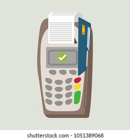 POS Terminal on a light gray background. Vector illustration
