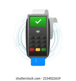 POS Terminal on a white background. Approved terminal operation