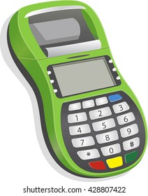 POS terminal on a white isolated background