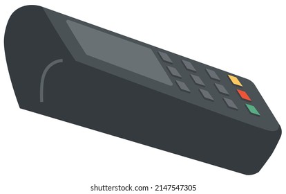 Pos Terminal, Payment By Debit Credit Card, Pin Code. NFC Technology. Pay For Purchases Using Card At Supermarket Concept. Device For Contactless Payment With Buttons Isolated On White Background