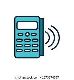 pos terminal payment internet of things line and fill icon vector illustration