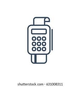 pos terminal payment  line icon with credit card and check. Outline vector sign. linear pictogram isolated.