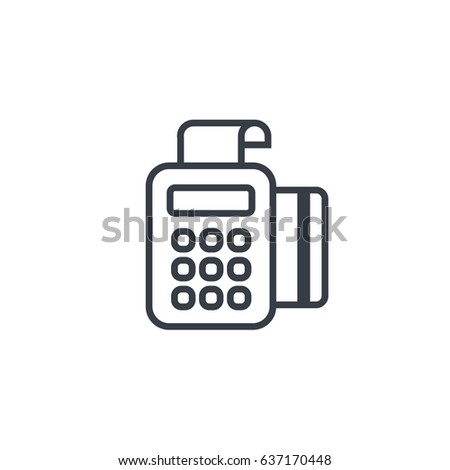pos terminal payment  line icon with credit card and check. Outline vector sign. linear pictogram isolated.