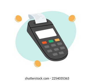 POS terminal. Payment machine. Online payment. Mobile banking app and e-payment. Paying by Near Field Communication. Wireless contactless NFC payments