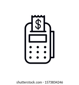 pos terminal payment shopping line style vector illustration