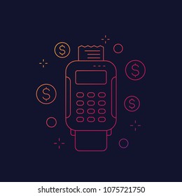 pos terminal payments vector linear icon