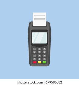 POS Terminal Printing Receipt Detailed Flat Illustration.