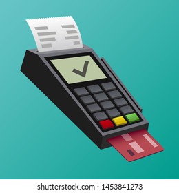 POS Terminal with Receipt and Credit Card 