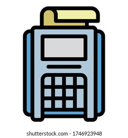 Pos terminal receipt icon. Outline pos terminal receipt vector icon for web design isolated on white background