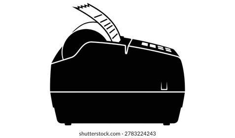 pos terminal with receipt printer isolated on a white background silhouette
