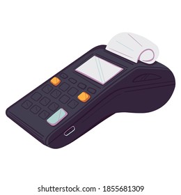 POS Terminal with receipt, symbol vector illustration in a flat style. Payment Machine for credit card, cashless payment. Acquiring icon.