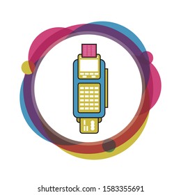 POS terminal and receipt vector icon. Credit card processing illustration in flat style