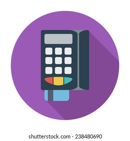 POS terminal. Single flat color icon. Vector illustration.