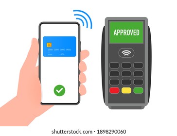 POS Terminal and smartphone on a white background. Vector illustration.