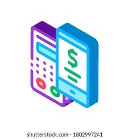 pos terminal smartphone payment app icon vector. isometric pos terminal smartphone payment app sign. color isolated symbol illustration