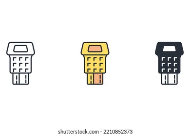 Pos Terminal thin line icons. Vector illustration isolated on white. Editable stroke.