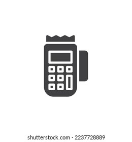 Icono de vector terminal POS. signo plano relleno para concepto móvil y diseño web. Icono de glifo de máquina de pago. Símbolo, ilustración del logotipo. Gráficos vectoriales