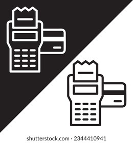 Icono de vector terminal Pos, estilo lineal, aislado en fondo negro y blanco.