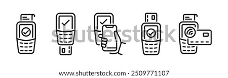 POS Terminal vector icons. Terminal payment. POS Terminal. Contactless NFC payment terminal