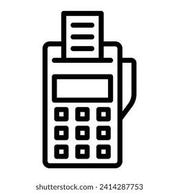 Pos Terminal Vector Line Icon Design