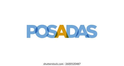 Posadas in the Argentina emblem. The design features a geometric style, vector illustration with bold typography in a modern font. The graphic slogan lettering.