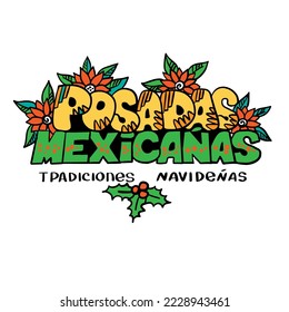 Posadas Mexicanas - Christmas Lodging spanish text, holiday emblem