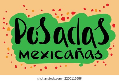 Posadas Mexicanas - Christmas Lodging spanish text, holiday emblem