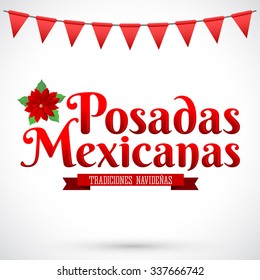 Posadas Mexicanas - Christmas Lodging spanish text - Posadas is a Mexican traditional christmas celebration - holiday emblem