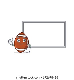 Pose with board American football character cartoon
