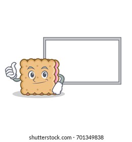 Pose with board biscuit cartoon character style