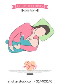 Pose for breastfeeding. Vector illustration