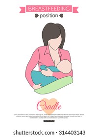 Pose for breastfeeding. Vector illustration