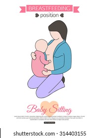 Pose for breastfeeding. Vector illustration