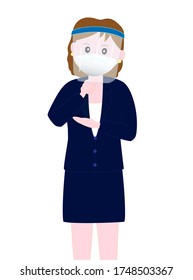 A pose of a business woman wearing a face shield to prevent new corona　virus infection.