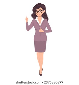 Pose character pose of businesswoman in suit set. Vector illustration.