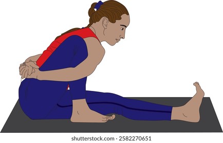 Pose Dedicated to the Sage Marichi I Marichyasana Yoga Asana Vector