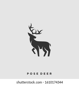 Pose Deer Illustration Vector Template. Suitable for Creative Industry, Multimedia, entertainment, Educations, Shop, and any related business