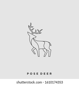 Pose Deer Illustration Vector Template. Suitable for Creative Industry, Multimedia, entertainment, Educations, Shop, and any related business